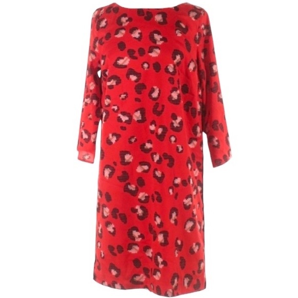THE LIMITED Red Animal Print 3/4 Sleeve Shift Dress size L - Picture 3 of 14